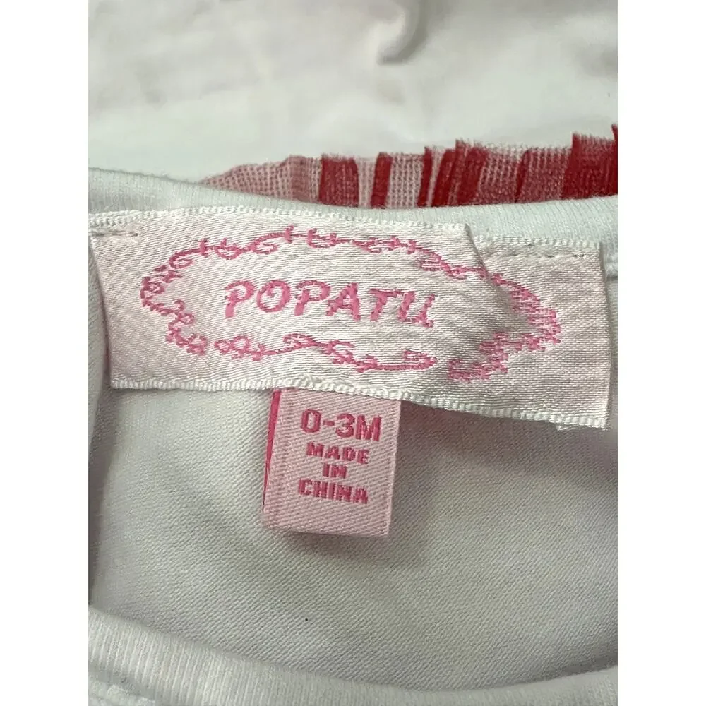 Popatu Merry Christmas One Piece Short Sleeves Tutus White Kids 0-3 Months NWT